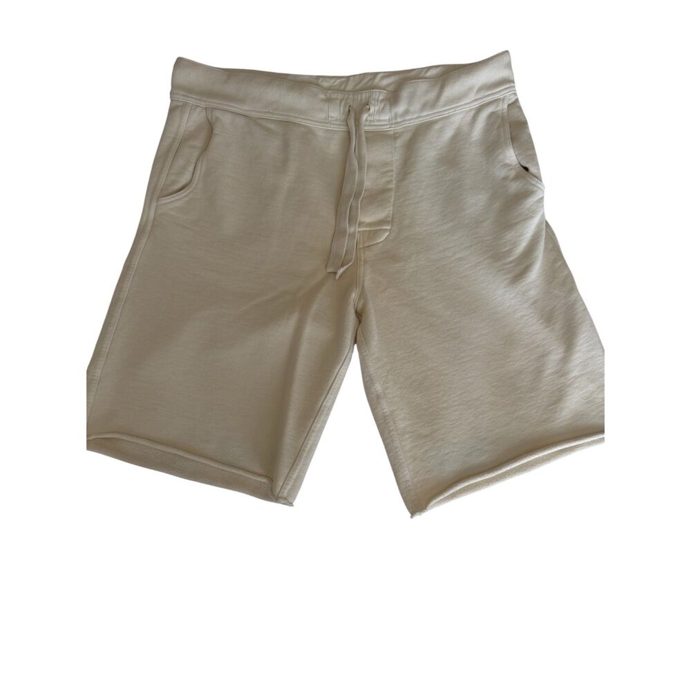 J.Crew Vintage Fleece Drawstring Shorts Raw Hem Cream White 100% Cotton
